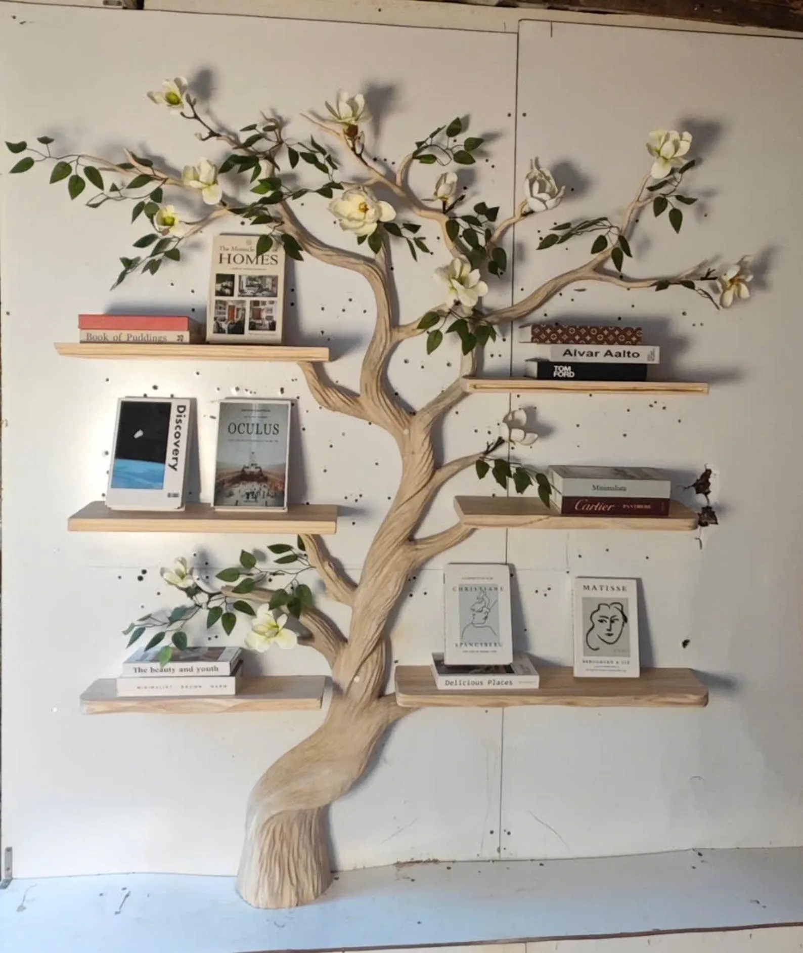 Tree Inspired Solid Wood Standing Bookcase For Modern Living Spaces - Image 2