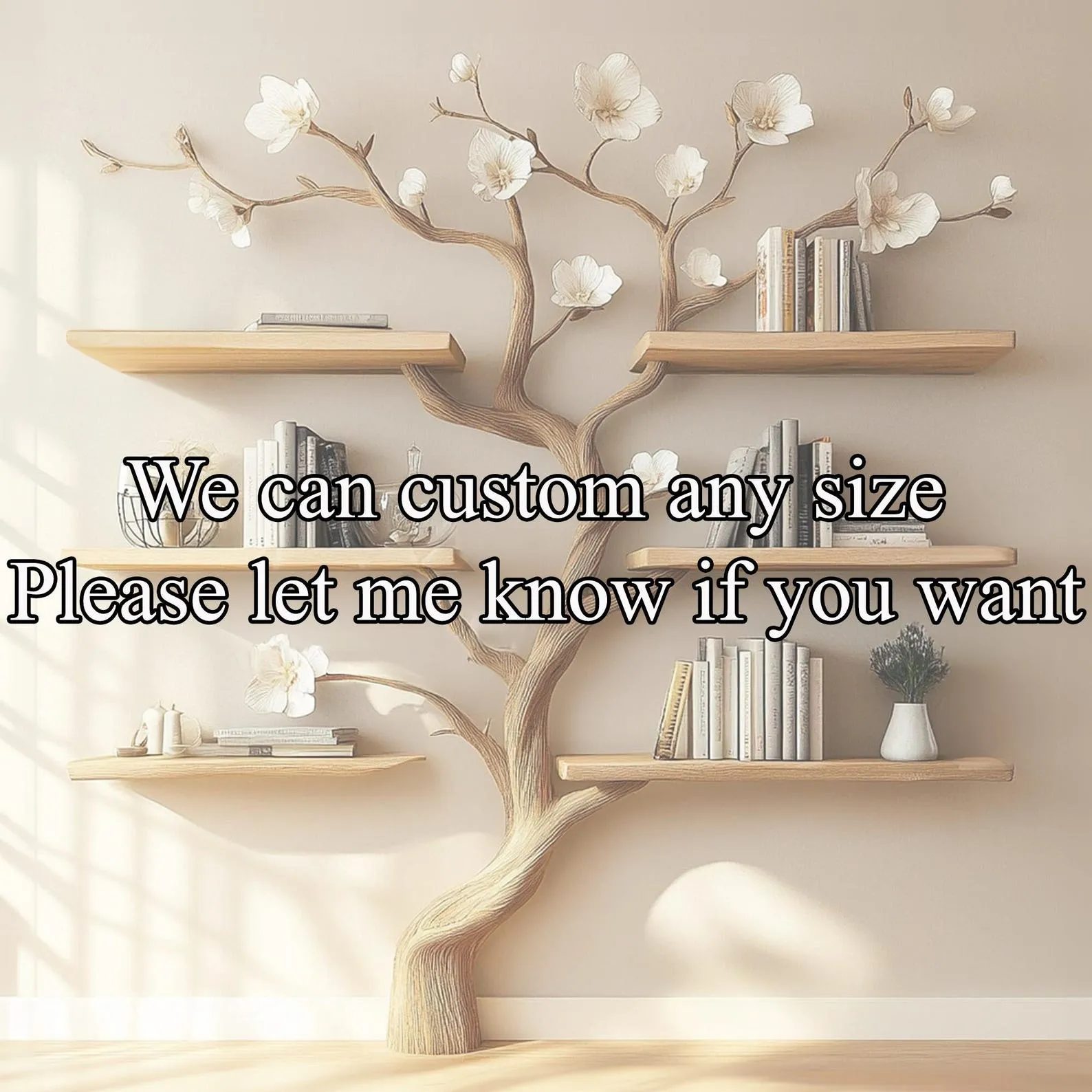 Tree Inspired Solid Wood Standing Bookcase For Modern Living Spaces - Image 3