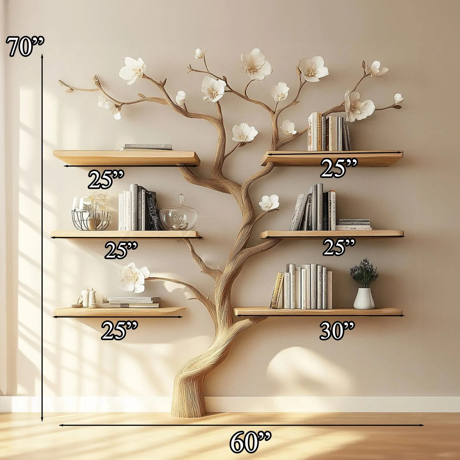 Tree Inspired Solid Wood Standing Bookcase For Modern Living Spaces - Image 4