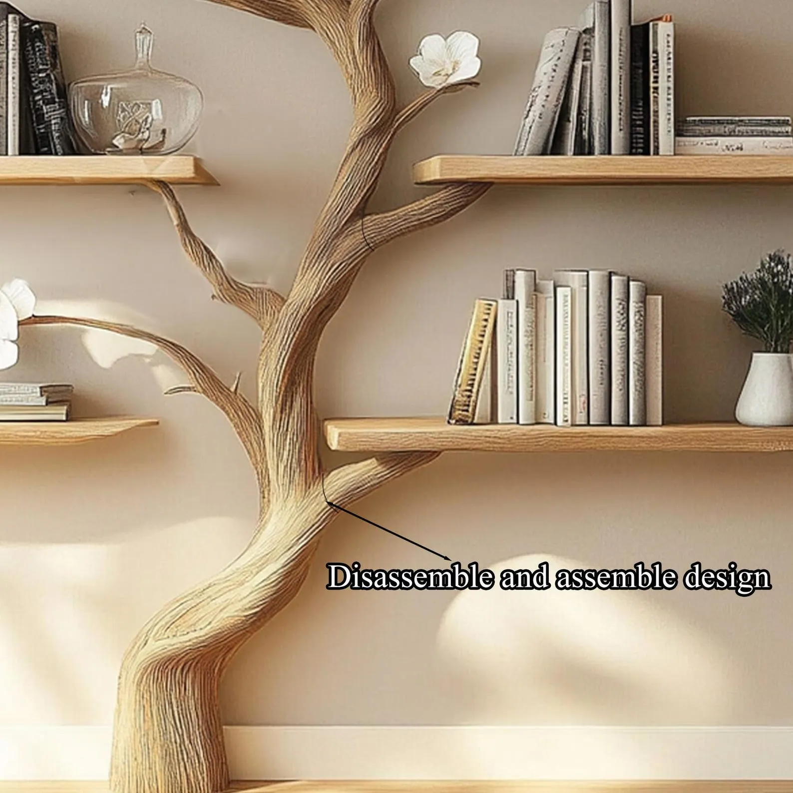 Tree Inspired Solid Wood Standing Bookcase For Modern Living Spaces - Image 5