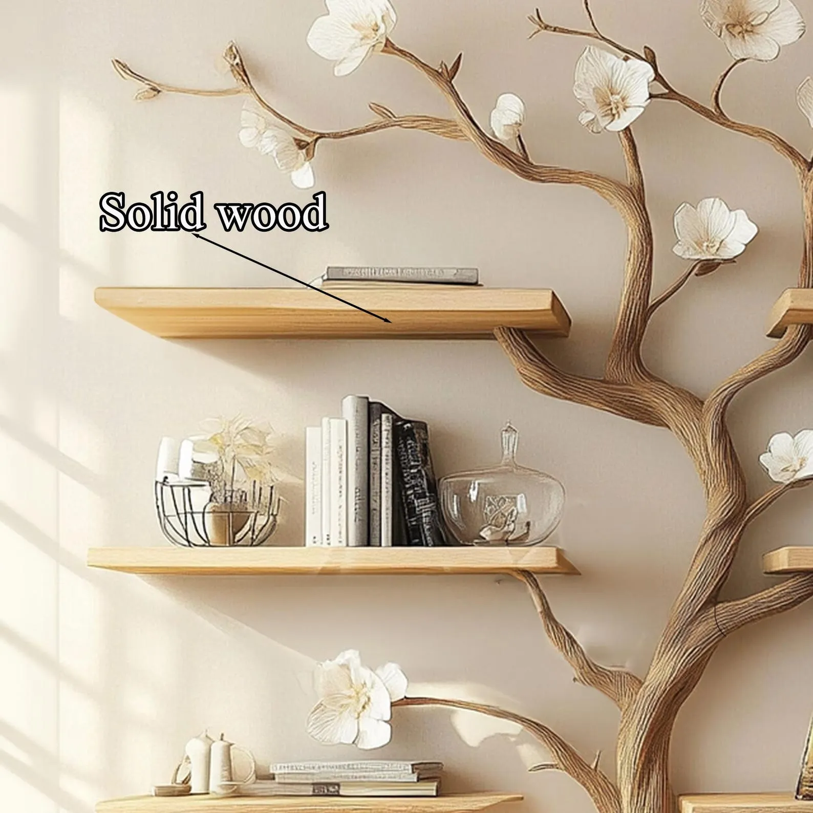 Tree Inspired Solid Wood Standing Bookcase For Modern Living Spaces - Image 6