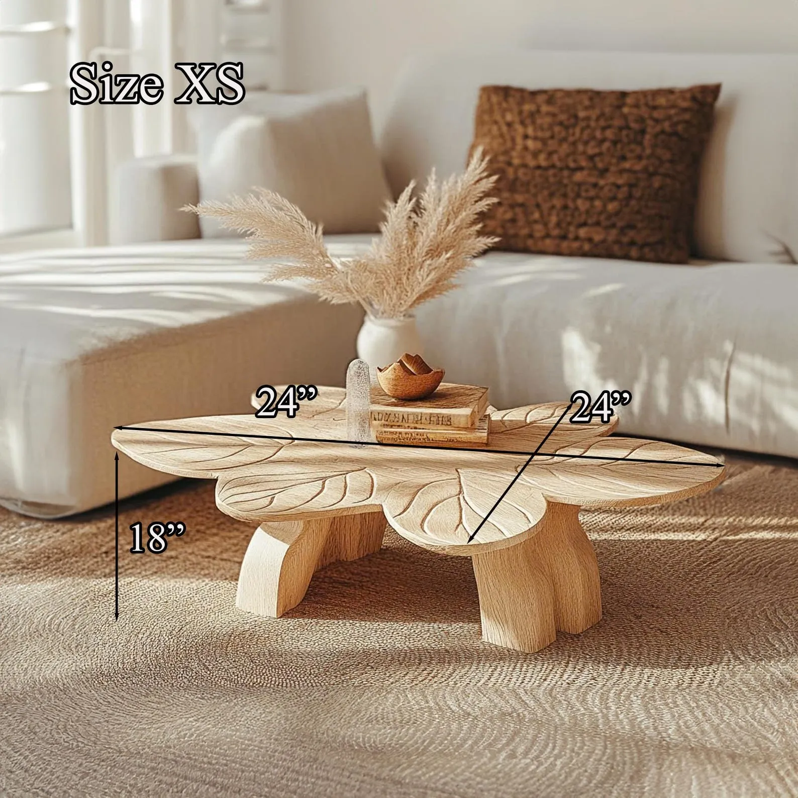 Leaf Shape Handmade Solid Wood Coffee Table For Cozy Interiors - Image 4