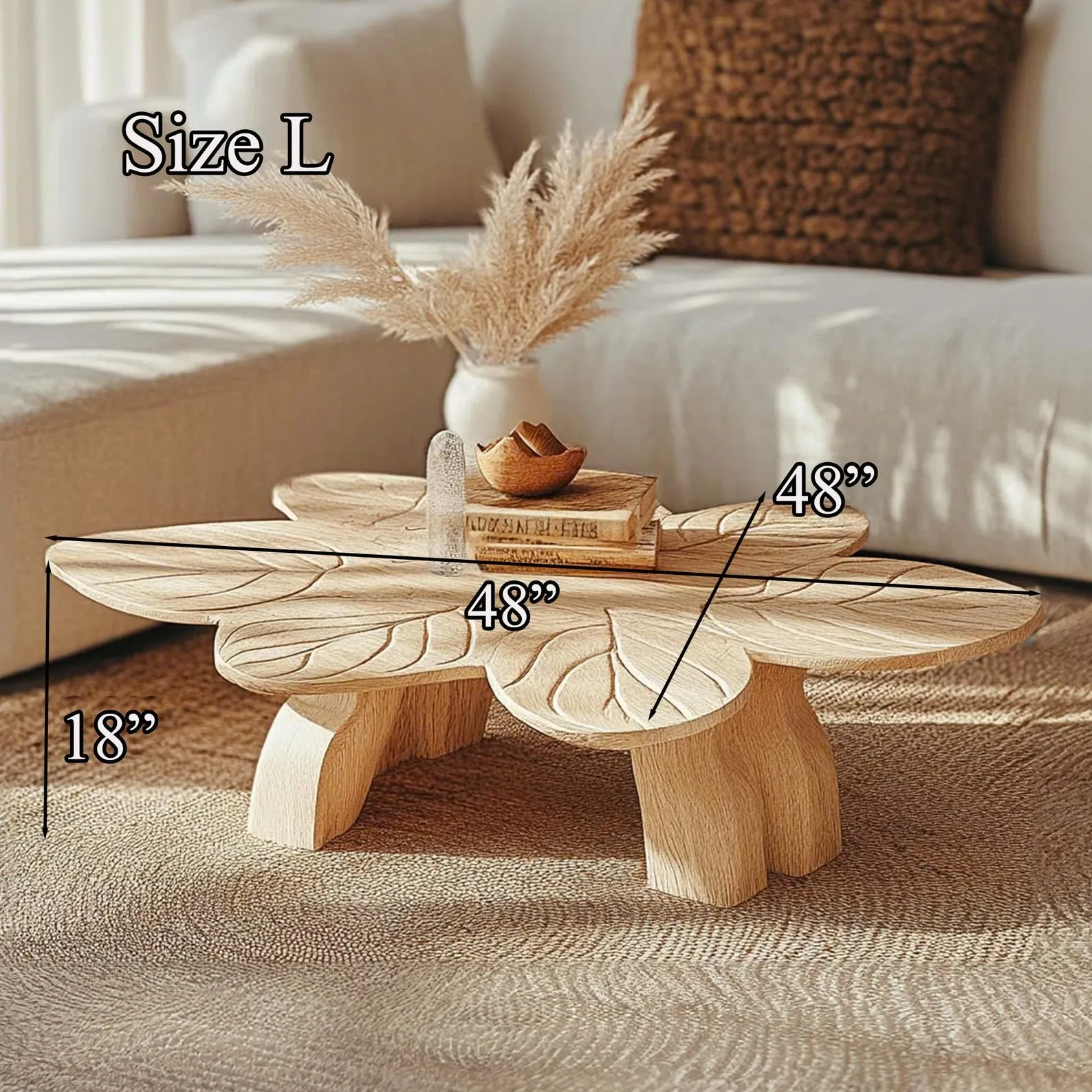 Leaf Shape Handmade Solid Wood Coffee Table For Cozy Interiors - Image 7