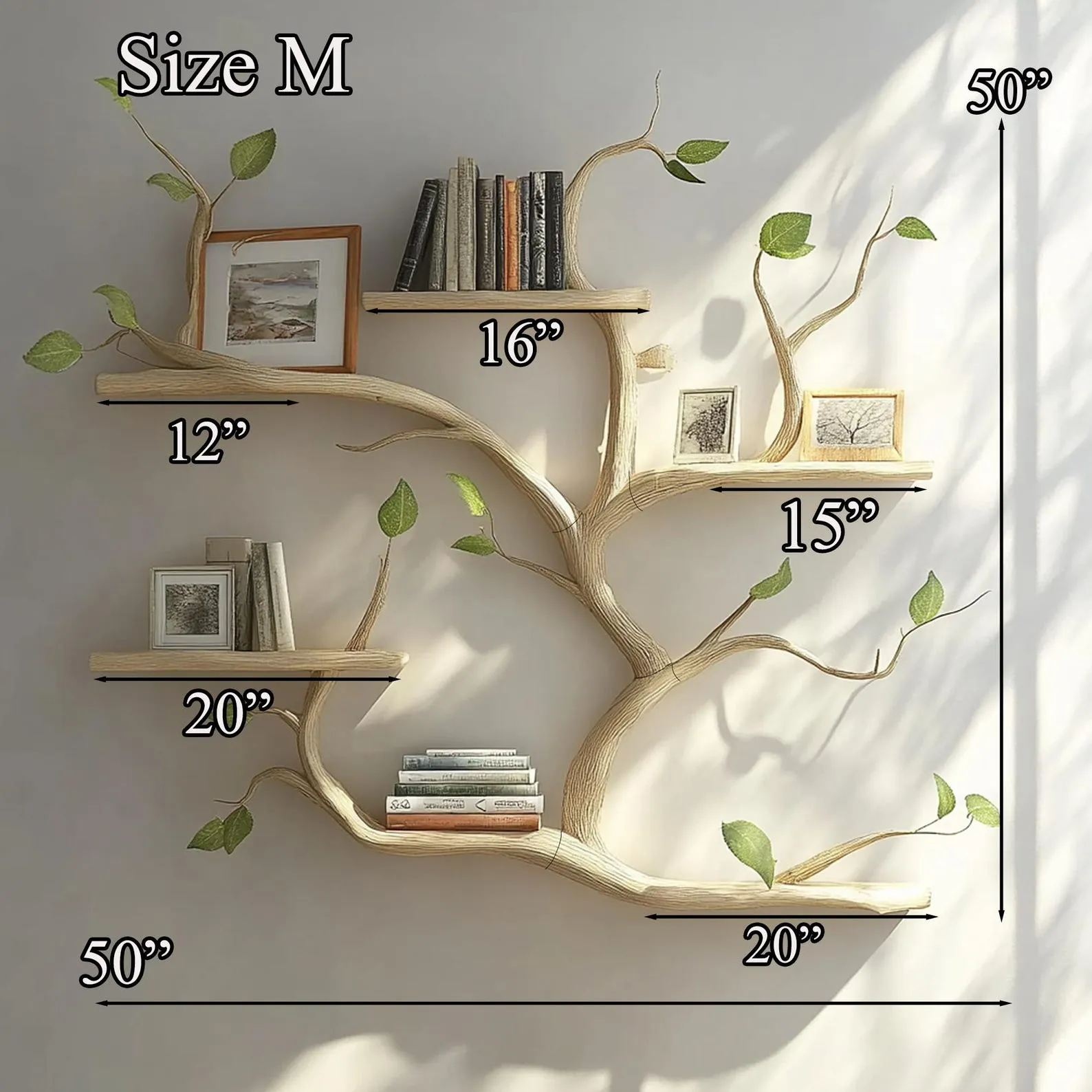 Live Edge Solid Wood Floating Wall Shelf Set For Home Decoration - Image 4