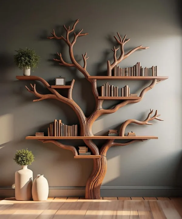 Branch Design Wall Mounted Bookcase Shelf For Creative Display