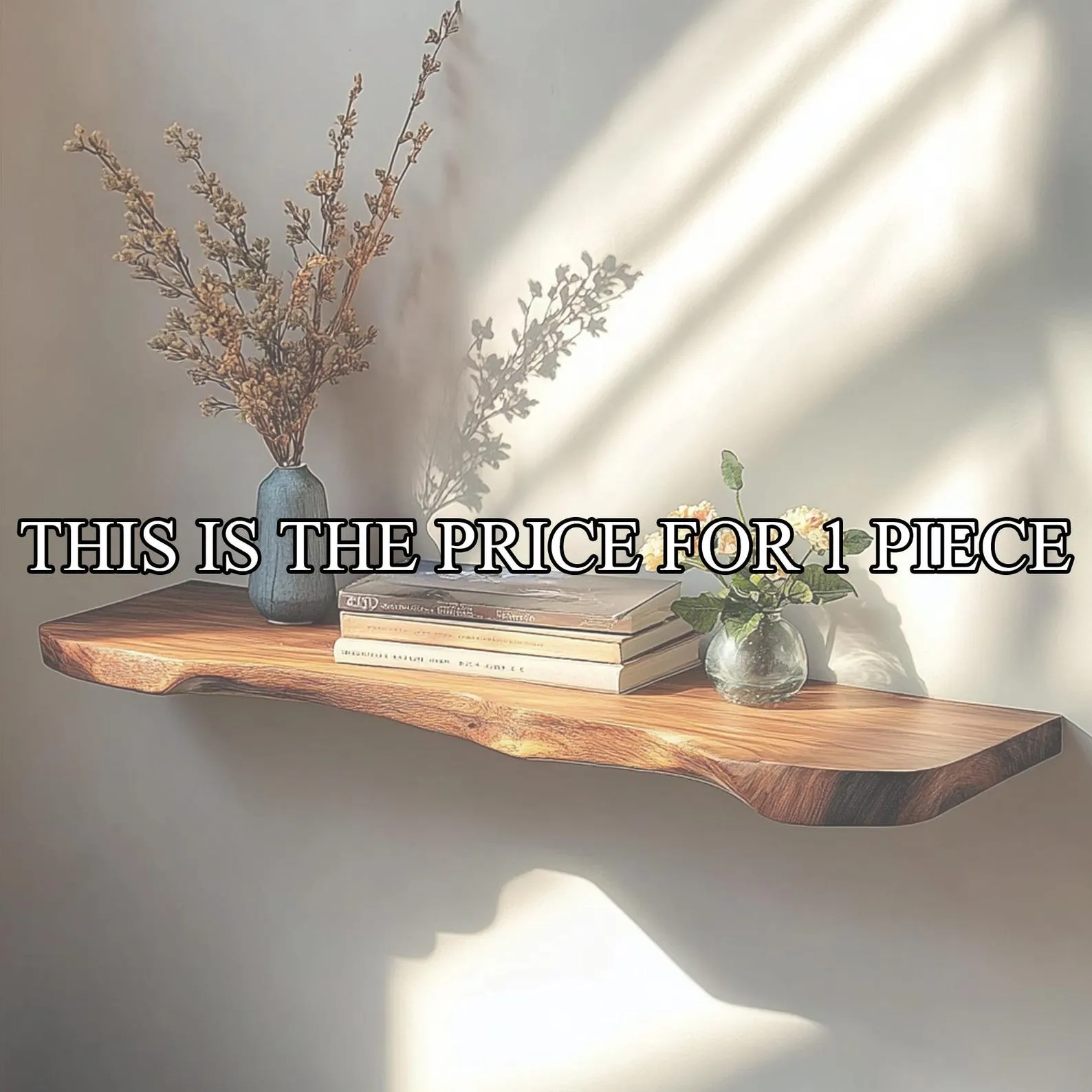 Natural Wood Floating Bedside Shelf Nightstand For Small Rooms - Image 2