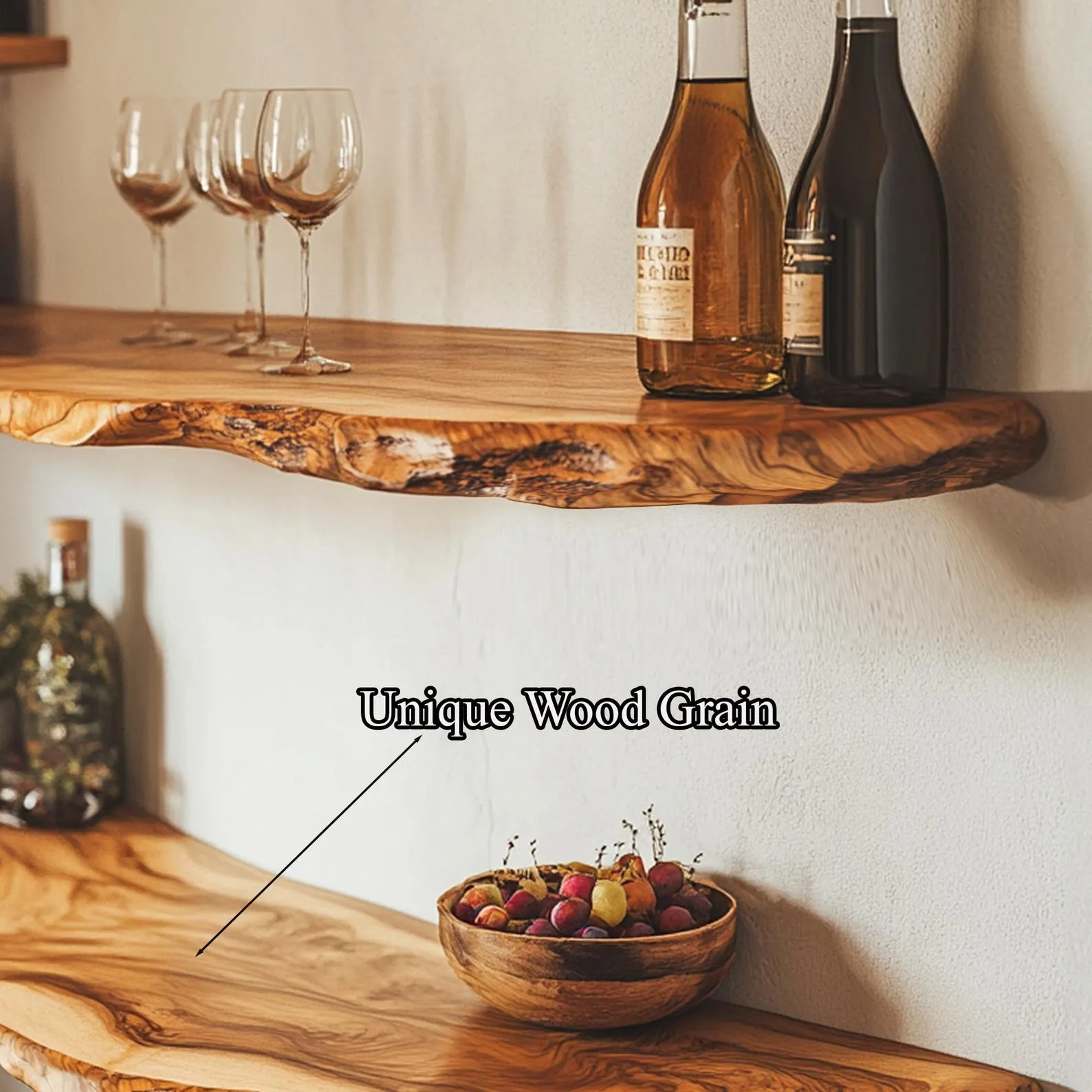 Natural Wood Floating Bedside Shelf Nightstand For Small Rooms - Image 5