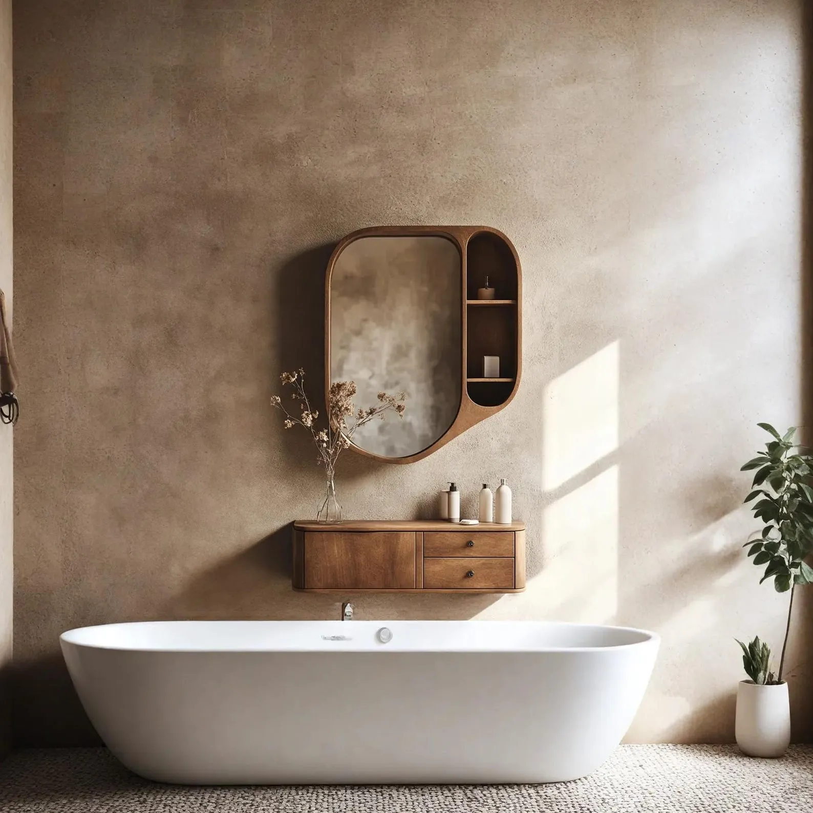 Rustic Wood Bathroom Vanity Cabinet With Framed Mirror Storage - Image 8